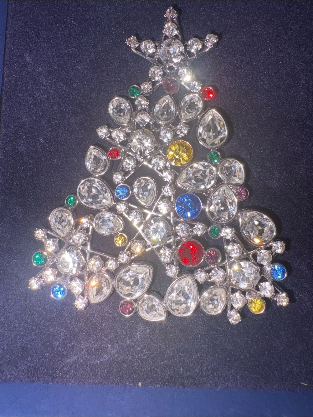 Swarovski Crystal Multicolor Christmas Tree Brooch